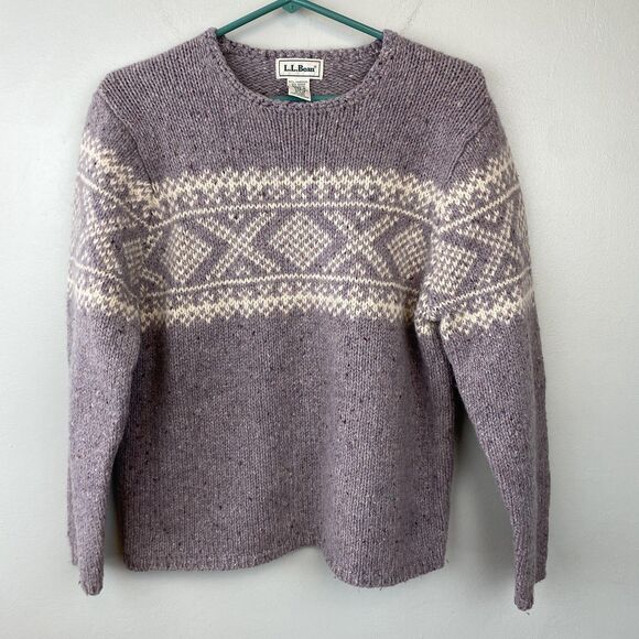 L.L. Bean Sweaters - Vintage LL Bean Sweater Womens Medium Wool Mohair Fair Isle Knit Pullover 90s